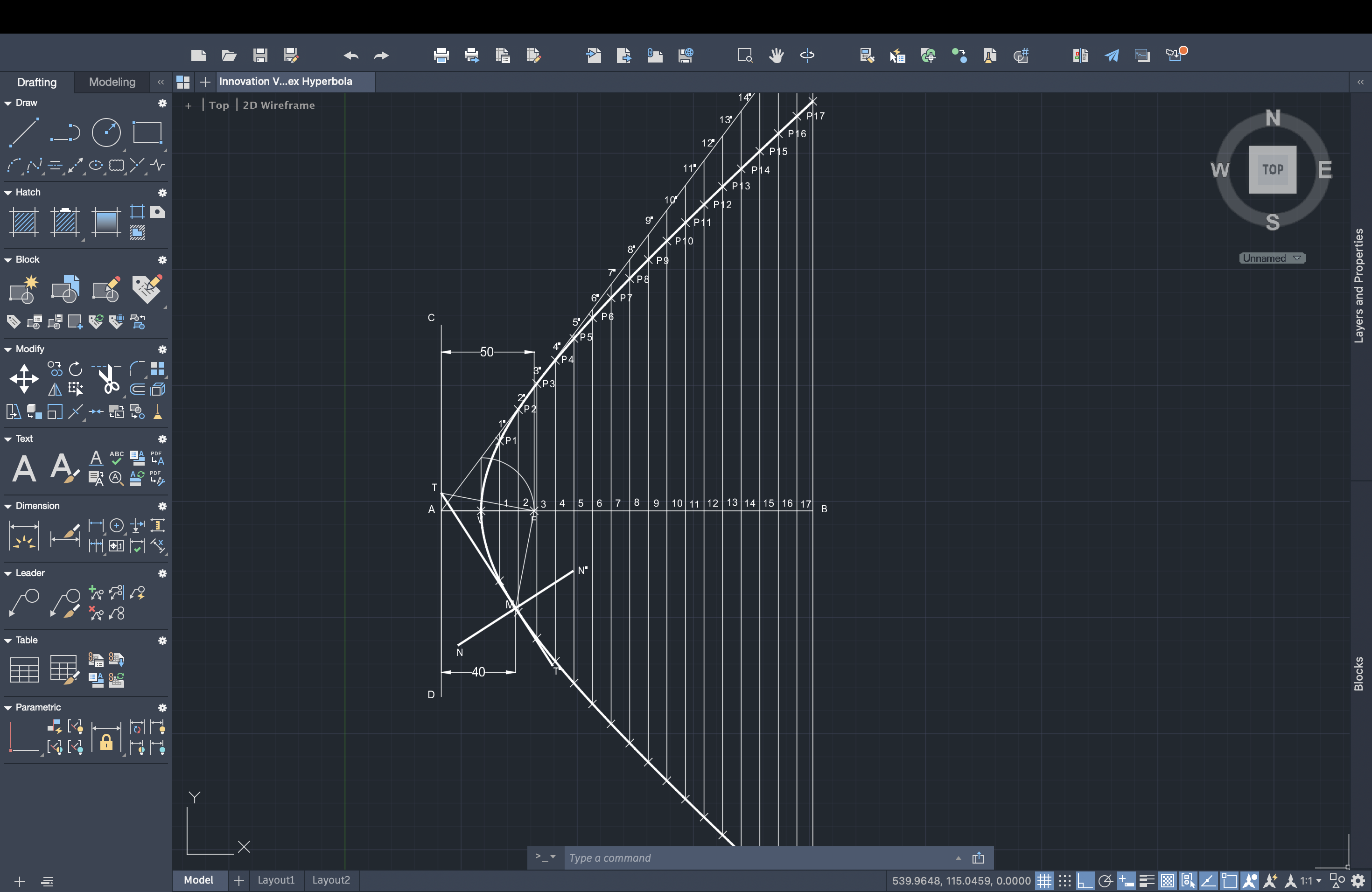 Draw Hyperbola using AutoCAD – General / Eccentricity Method ...